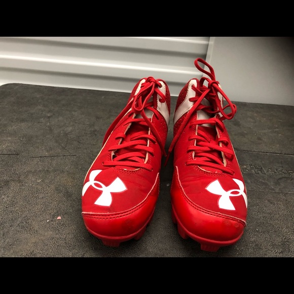 under armour red and white cleats